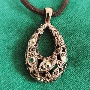 Black Crystal Tear-Drop Necklace Lia Sophia MON CHERI